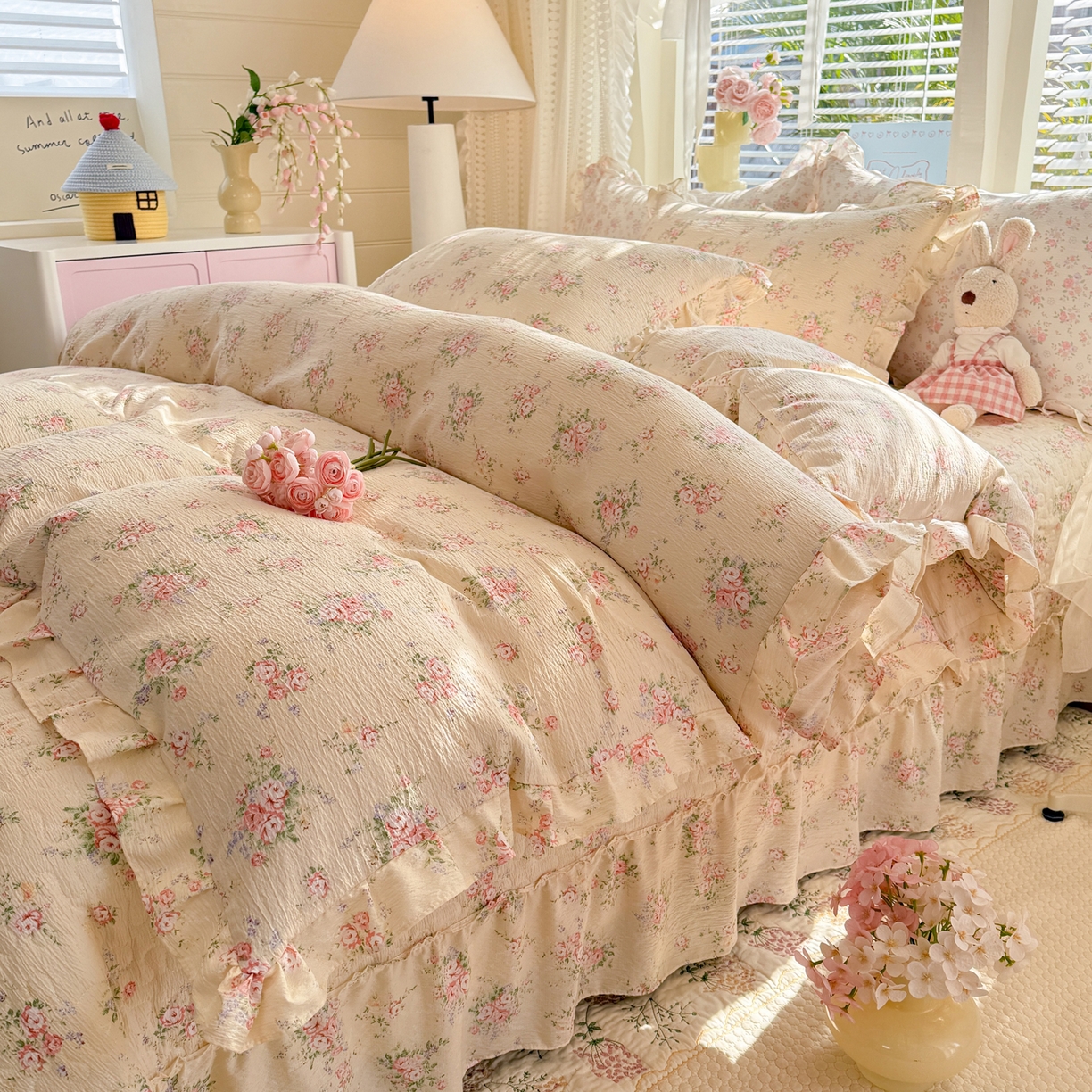 91家纺网 家纺一手货源 找家纺 逸尚阁 2026新款韩版木棉床盖四件套 黎曼