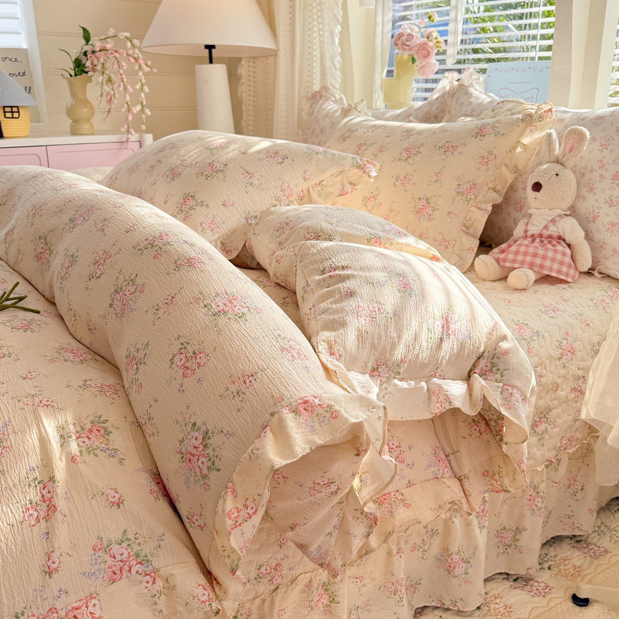 91家纺网 家纺一手货源 找家纺 逸尚阁 2026新款韩版木棉床盖四件套 黎曼