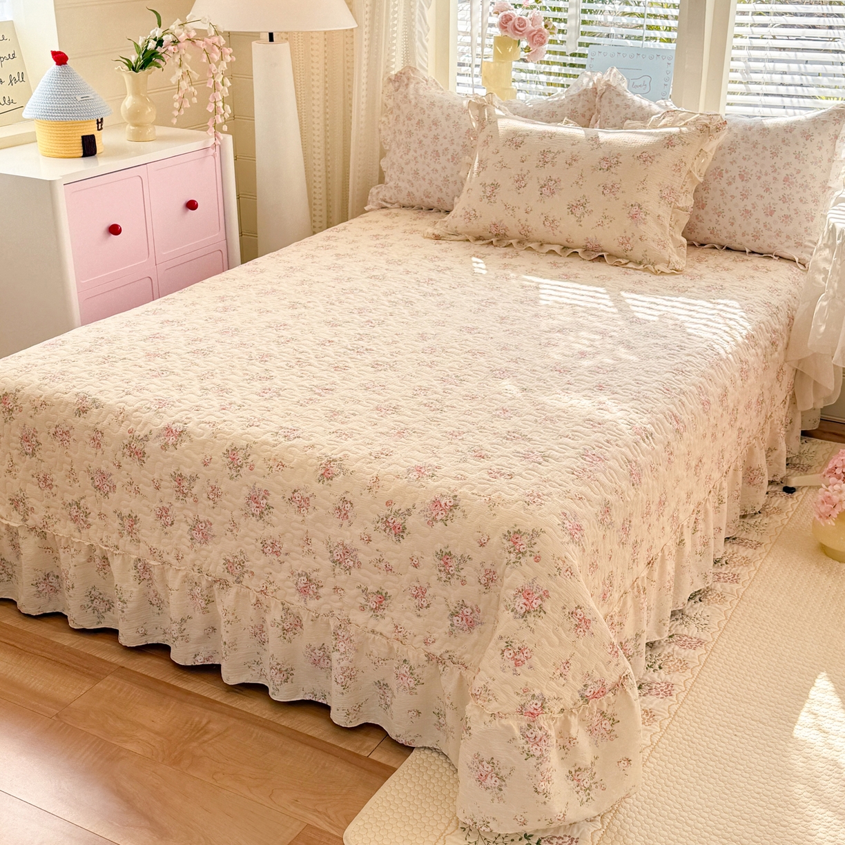 91家纺网 家纺一手货源 找家纺 逸尚阁 2026新款韩版木棉床盖四件套 黎曼