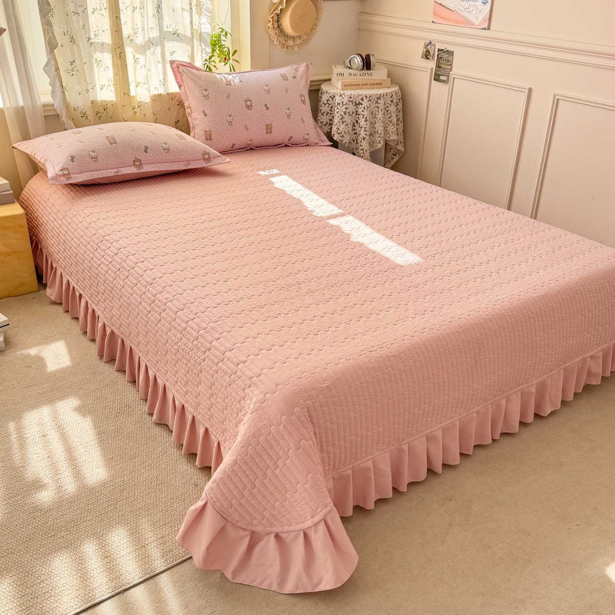 91家纺网 家纺一手货源 找家纺 富之航家纺 2026新款小清新床盖四件套 俏皮豹纹kt