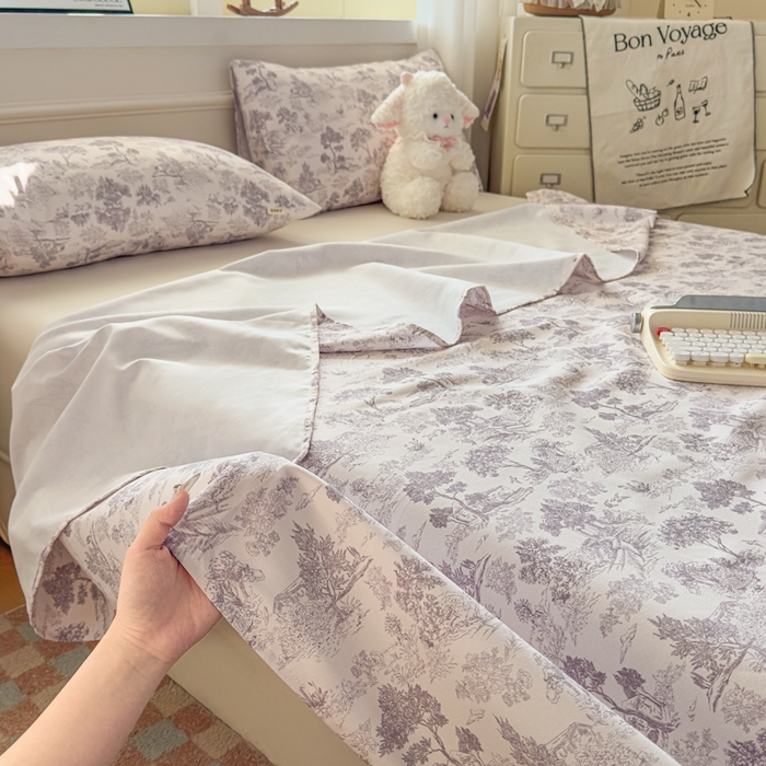 91家纺网 家纺一手货源 找家纺 爱彼家纺 2026新款细沙卡通原棉老粗布床单凉席床单三件套-新升级细沙 素林织棉
