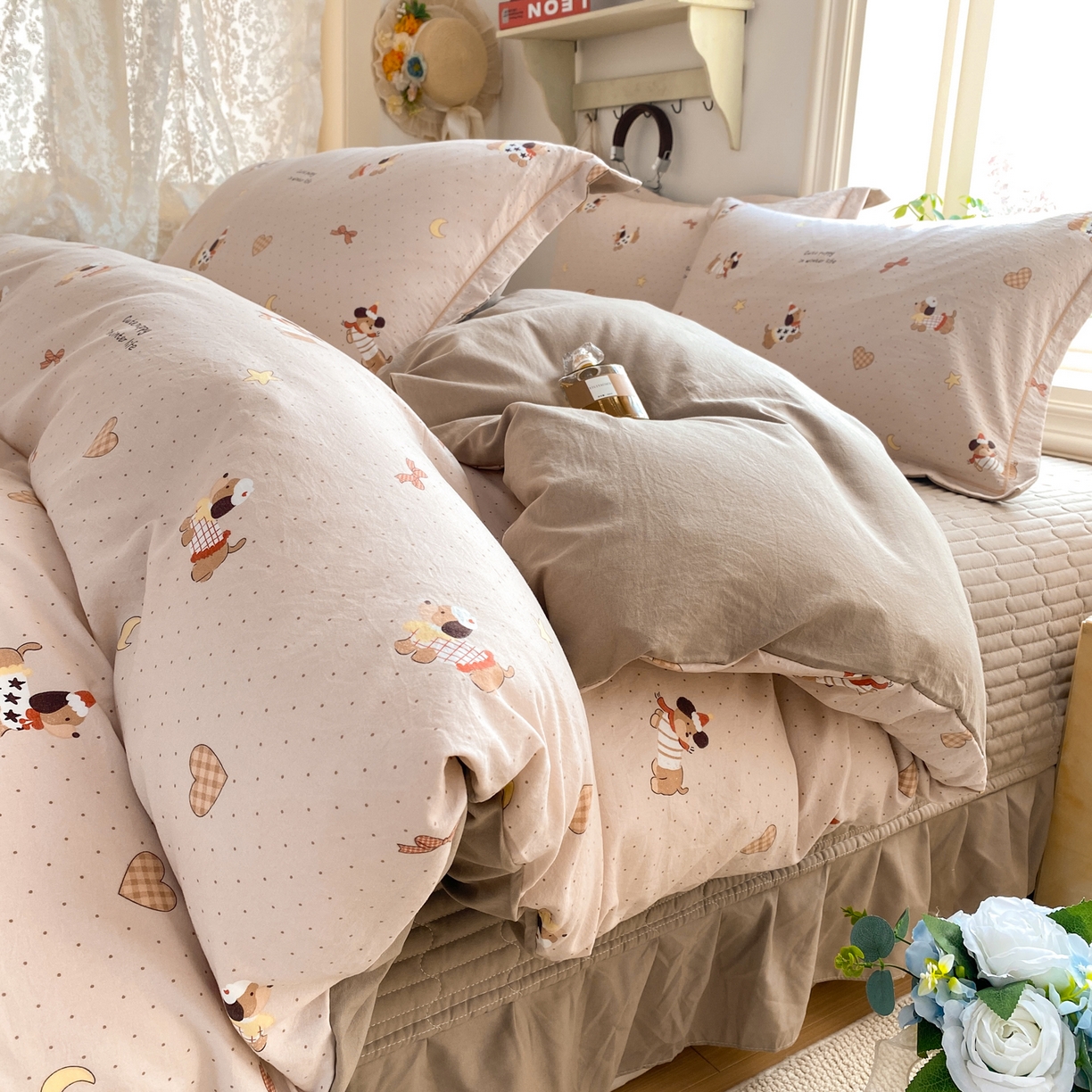 91家纺网 家纺一手货源 找家纺 富之航家纺 2026新款小清新床盖四件套 曲哆腊肠