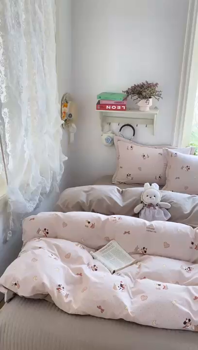 91家纺网 家纺一手货源 找家纺 富之航家纺 2026新款小清新床盖四件套 曲哆腊肠