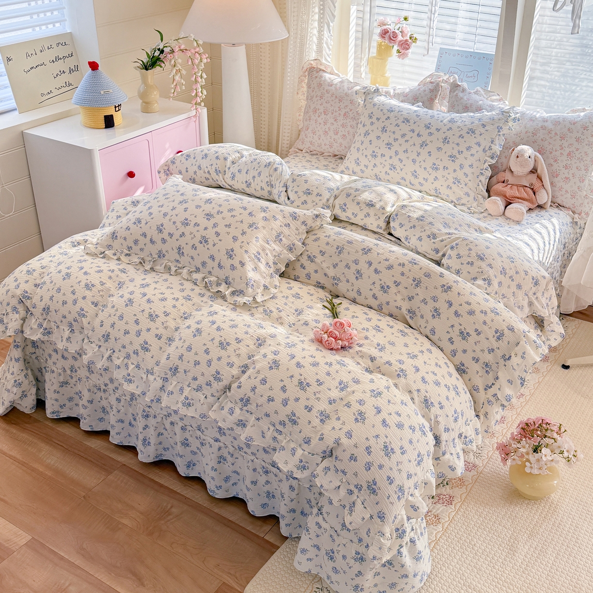 91家纺网 家纺一手货源 找家纺 逸尚阁 2026新款韩版木棉床盖四件套 晚秋