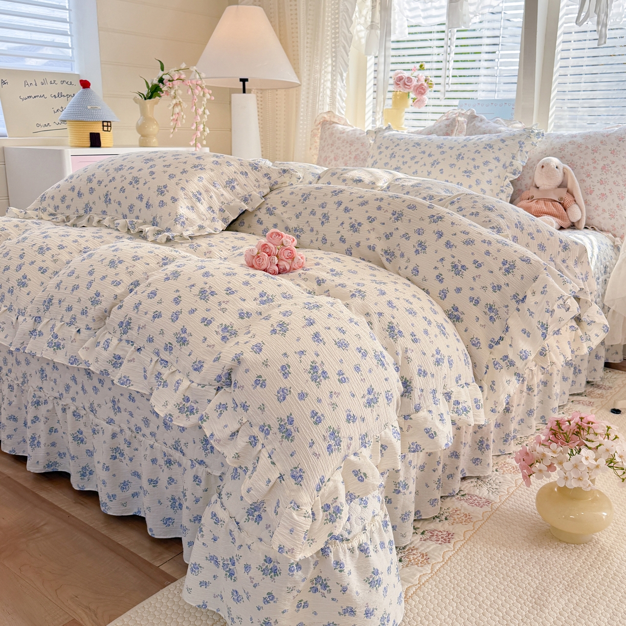 91家纺网 家纺一手货源 找家纺 逸尚阁 2026新款韩版木棉床盖四件套 晚秋