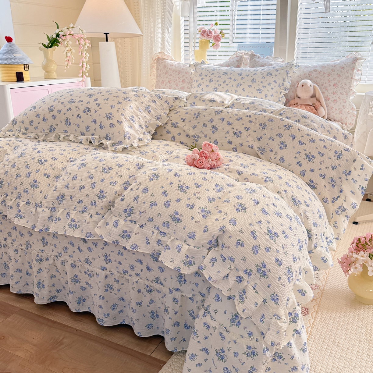 91家纺网 家纺一手货源 找家纺 逸尚阁 2026新款韩版木棉床盖四件套 晚秋