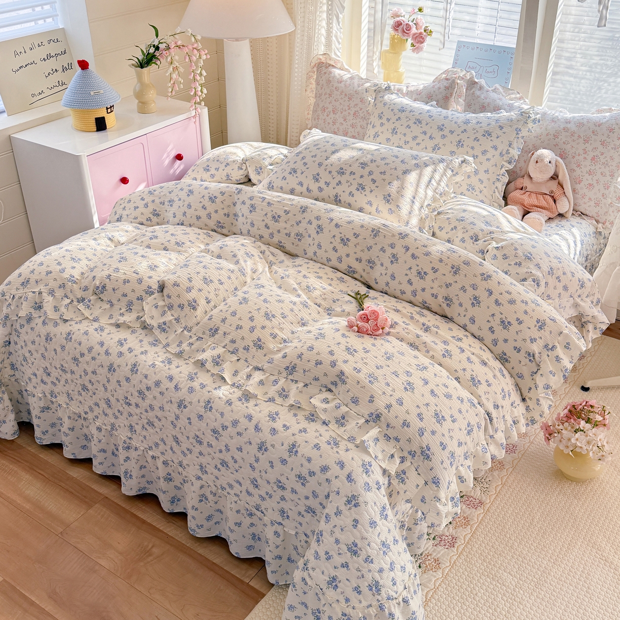 91家纺网 家纺一手货源 找家纺 逸尚阁 2026新款韩版木棉床盖四件套 晚秋