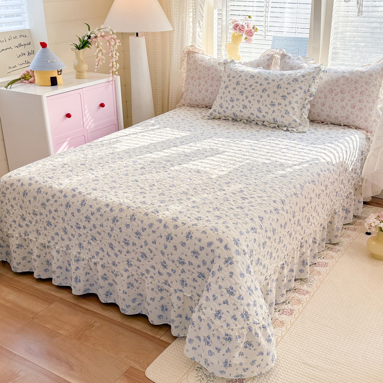 91家纺网 家纺一手货源 找家纺 逸尚阁 2026新款韩版木棉床盖四件套 晚秋