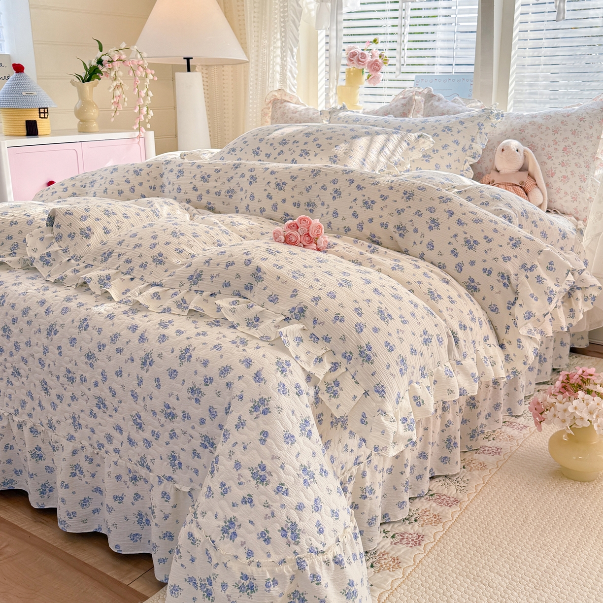 91家纺网 家纺一手货源 找家纺 逸尚阁 2026新款韩版木棉床盖四件套 晚秋