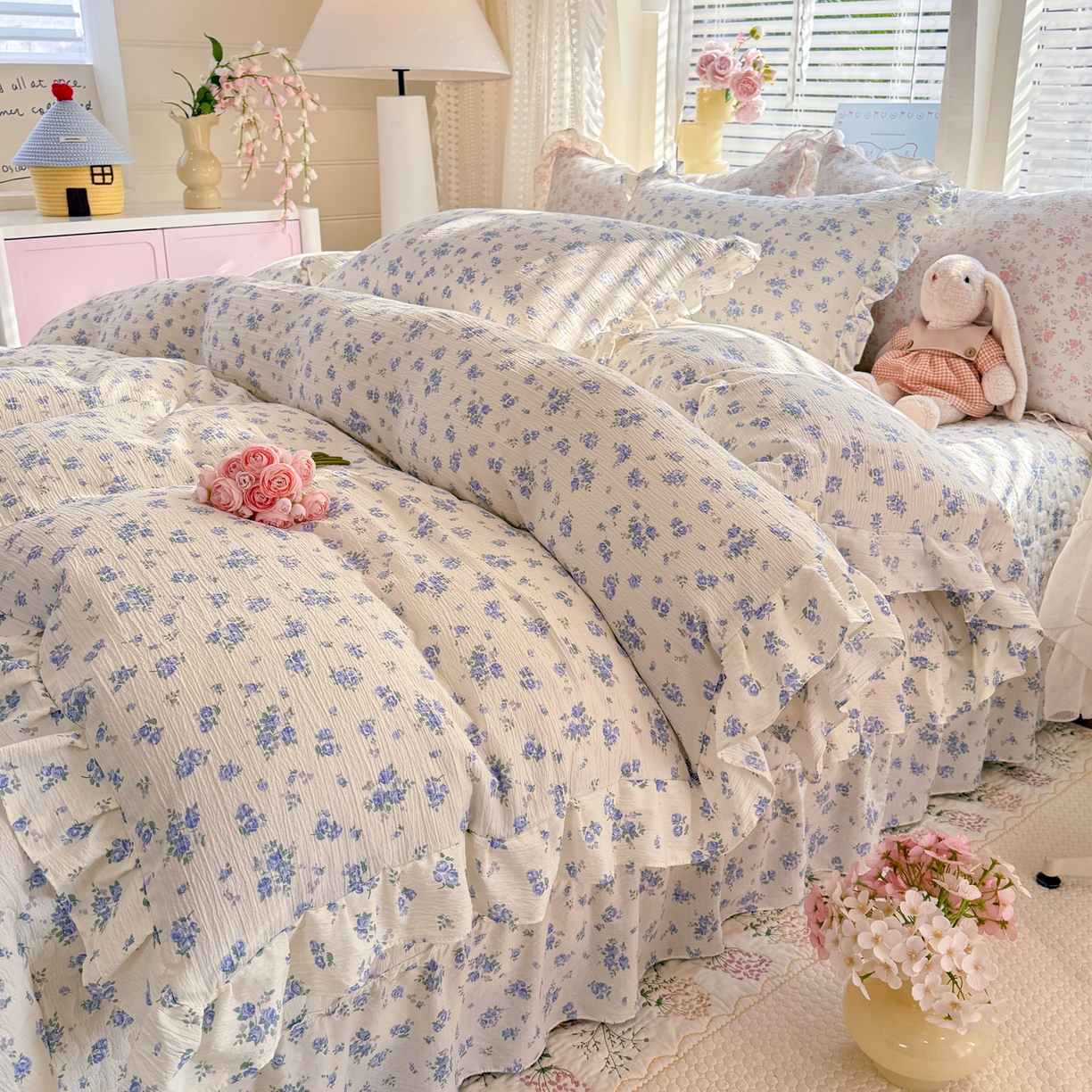 91家纺网 家纺一手货源 找家纺 逸尚阁 2026新款韩版木棉床盖四件套 晚秋