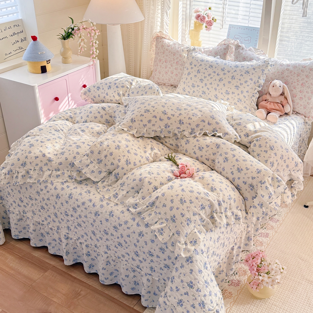 91家纺网 家纺一手货源 找家纺 逸尚阁 2026新款韩版木棉床盖四件套 晚秋