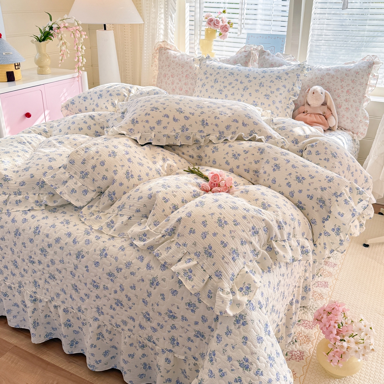 91家纺网 家纺一手货源 找家纺 逸尚阁 2026新款韩版木棉床盖四件套 晚秋