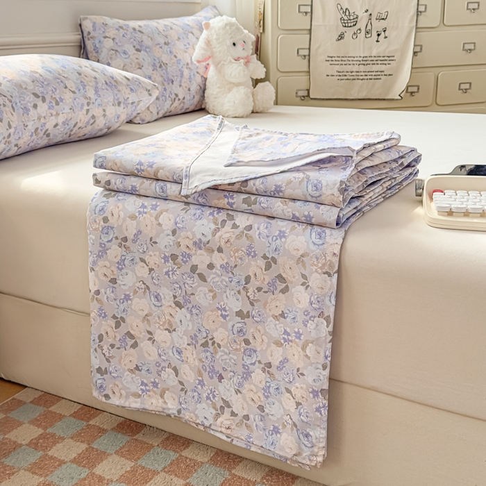 91家纺网 家纺一手货源 找家纺 爱彼家纺 2026新款细沙卡通原棉老粗布床单凉席床单三件套-新升级细沙 紫罗