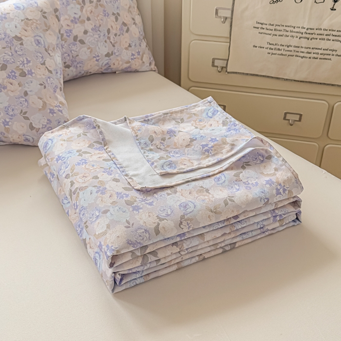 91家纺网 家纺一手货源 找家纺 爱彼家纺 2026新款细沙卡通原棉老粗布床单凉席床单三件套-新升级细沙 紫罗