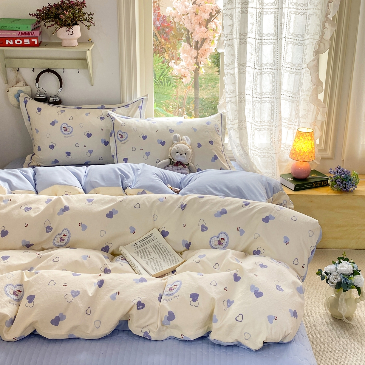 91家纺网 家纺一手货源 找家纺 富之航家纺 2026新款小清新床盖四件套 小狗日记