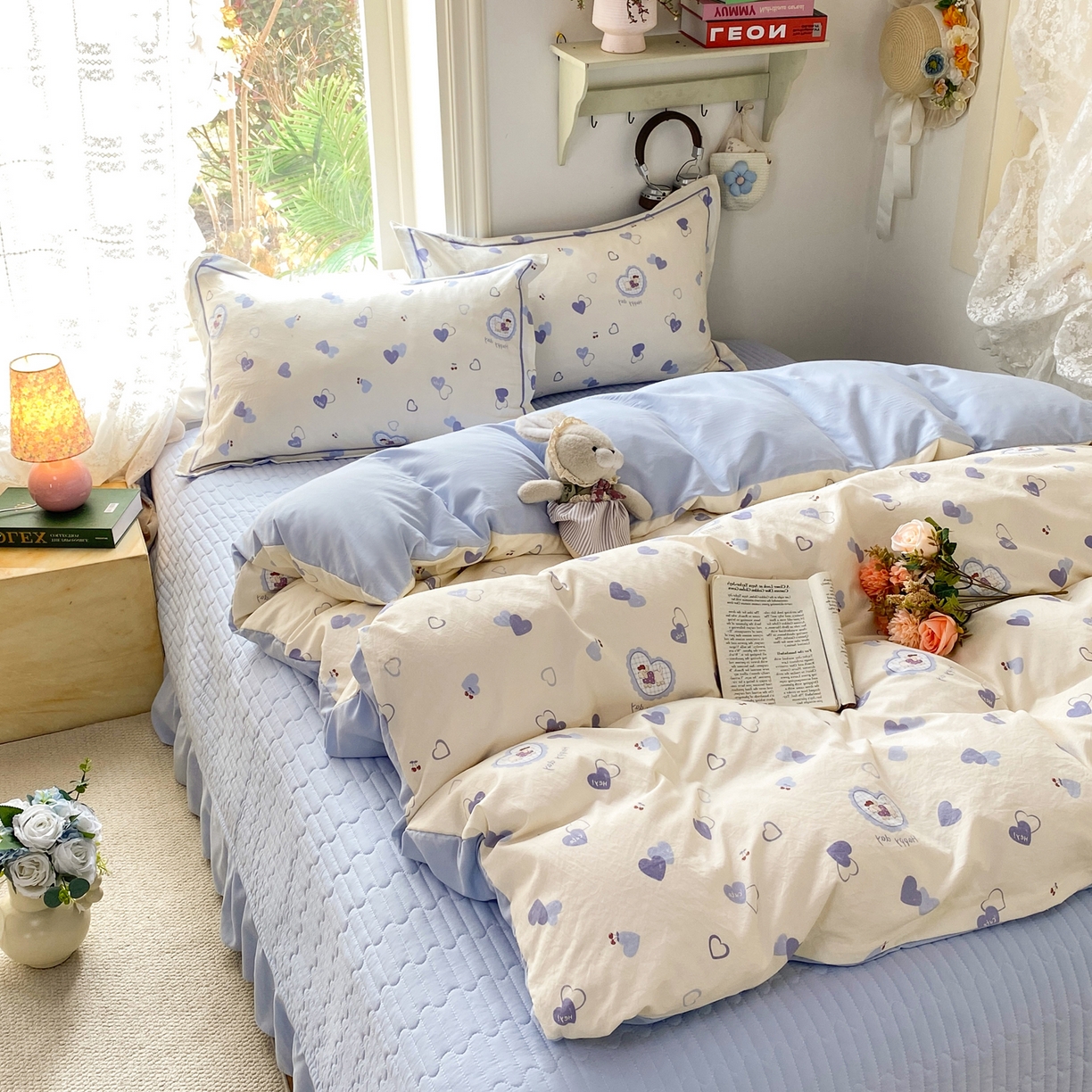 91家纺网 家纺一手货源 找家纺 富之航家纺 2026新款小清新床盖四件套 小狗日记