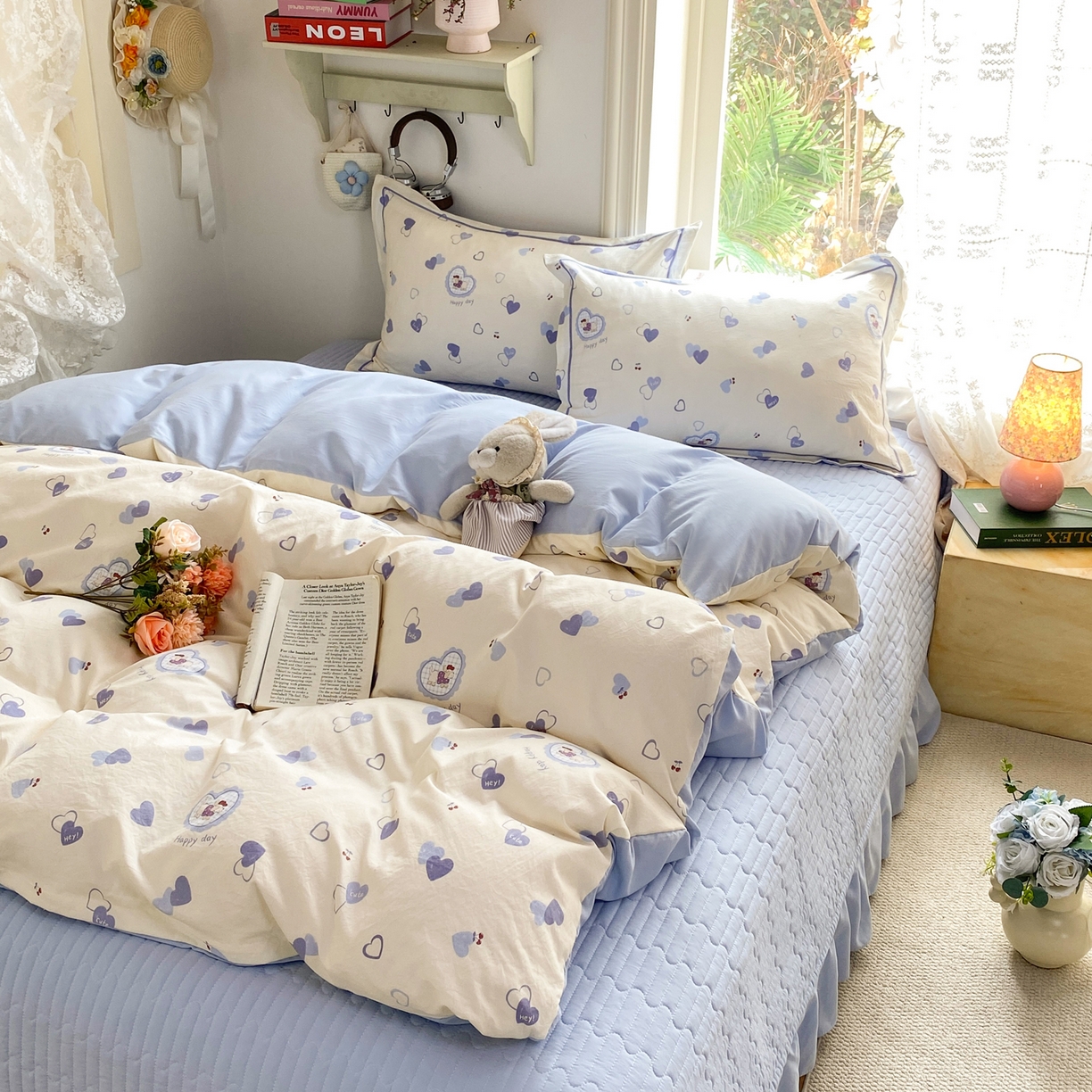 91家纺网 家纺一手货源 找家纺 富之航家纺 2026新款小清新床盖四件套 小狗日记