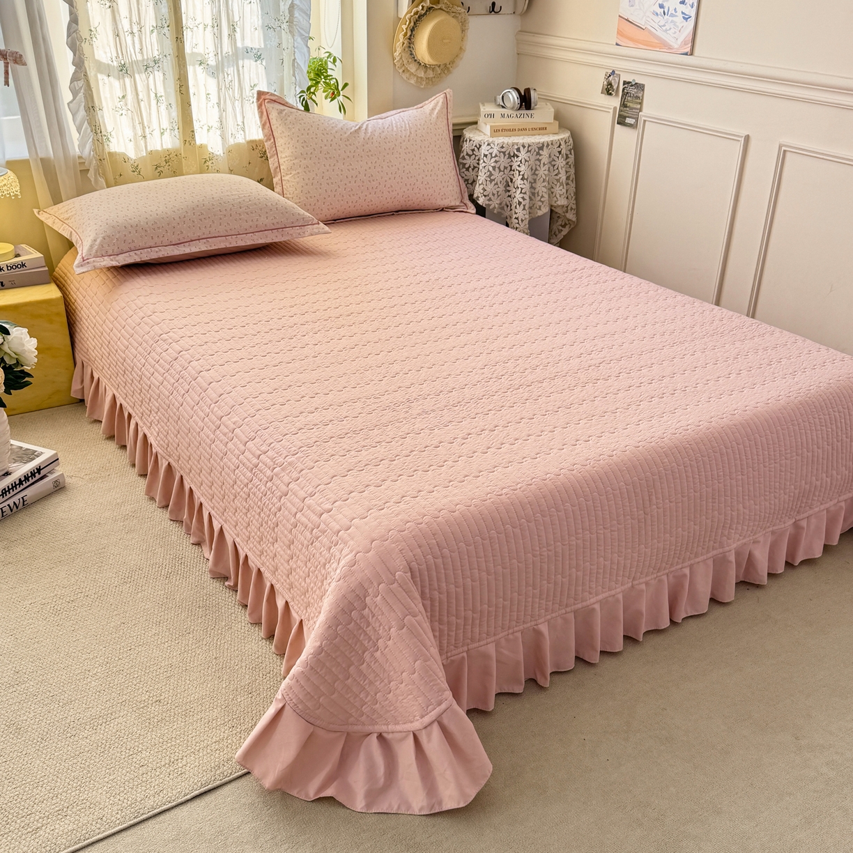 91家纺网 家纺一手货源 找家纺 富之航家纺 2026新款小清新床盖四件套 心愿