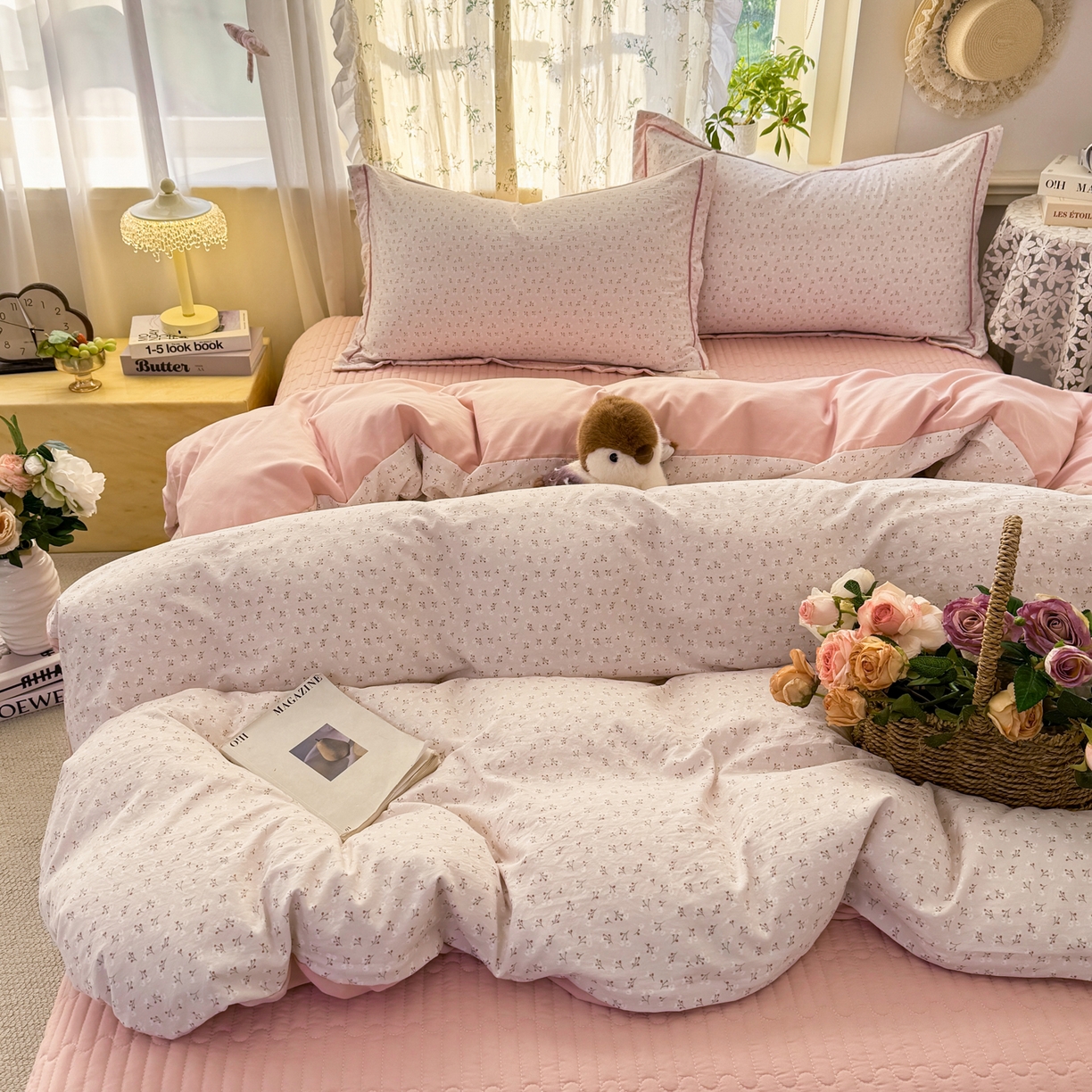 91家纺网 家纺一手货源 找家纺 富之航家纺 2026新款小清新床盖四件套 心愿