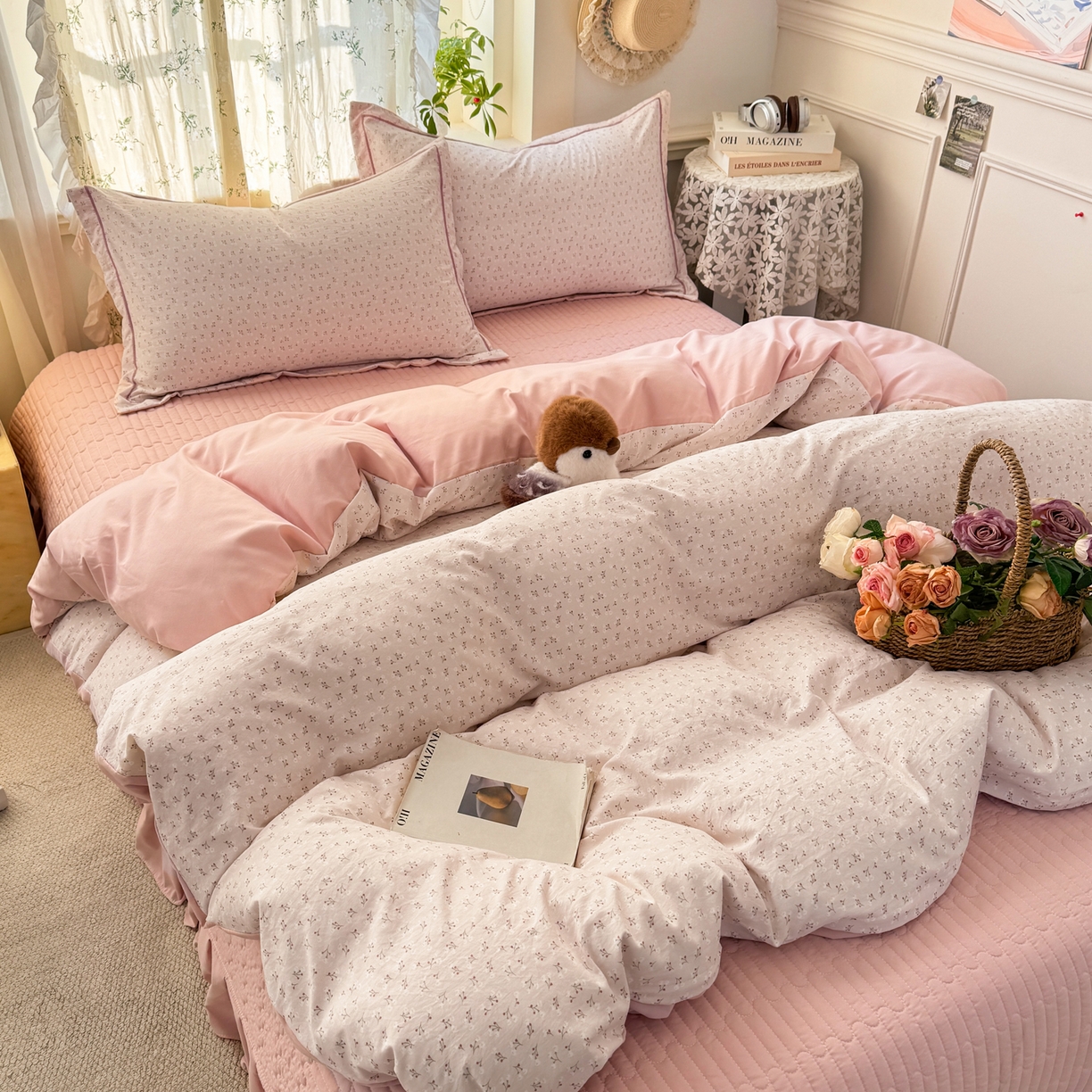 91家纺网 家纺一手货源 找家纺 富之航家纺 2026新款小清新床盖四件套 心愿