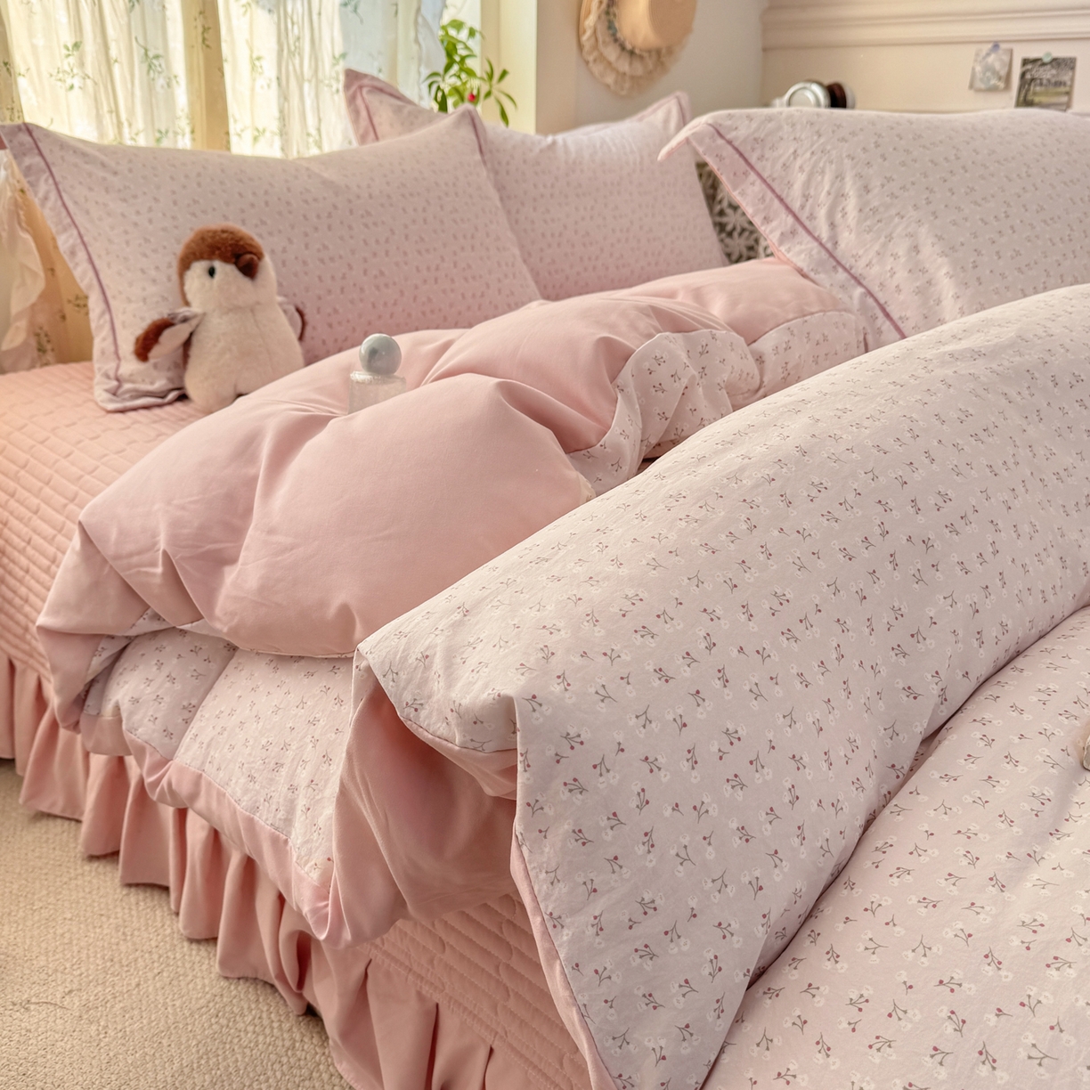 91家纺网 家纺一手货源 找家纺 富之航家纺 2026新款小清新床盖四件套 心愿