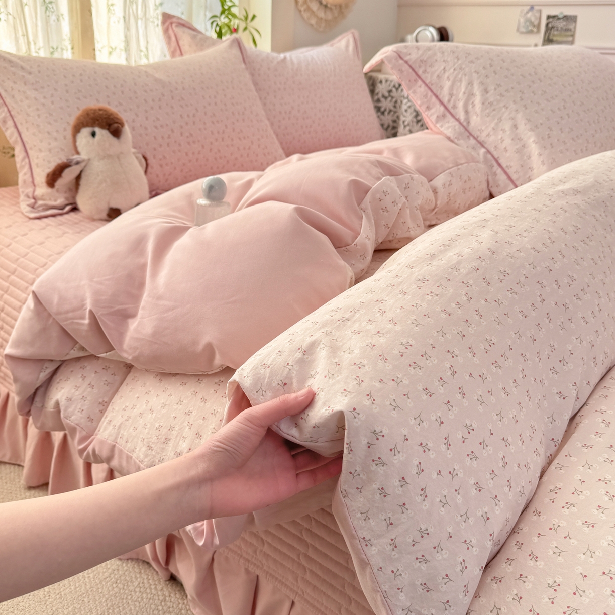 91家纺网 家纺一手货源 找家纺 富之航家纺 2026新款小清新床盖四件套 心愿