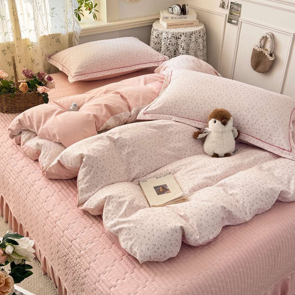 91家纺网 家纺一手货源 找家纺 富之航家纺 2026新款小清新床盖四件套 心愿