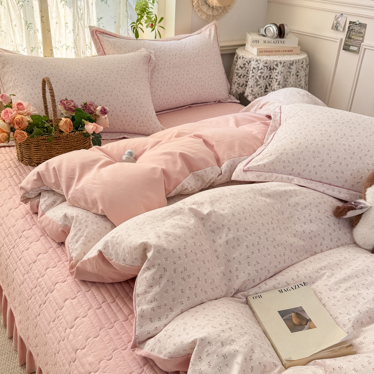 91家纺网 家纺一手货源 找家纺 富之航家纺 2026新款小清新床盖四件套 心愿