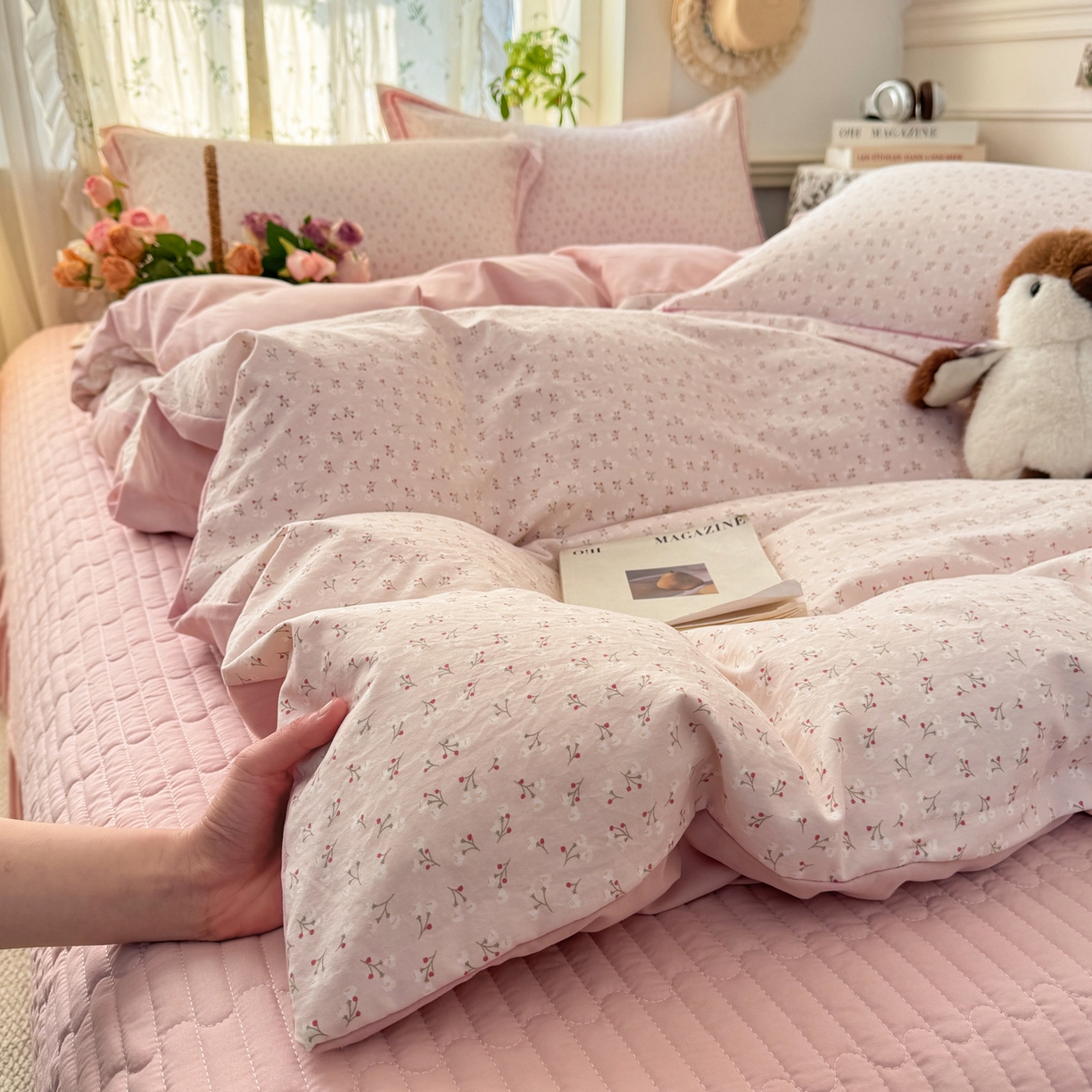 91家纺网 家纺一手货源 找家纺 富之航家纺 2026新款小清新床盖四件套 心愿