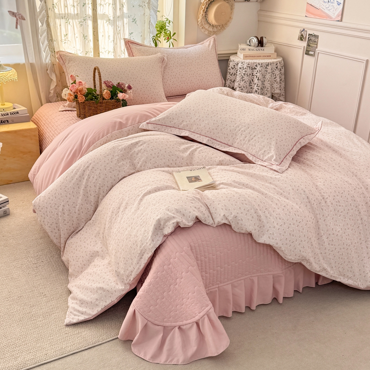 富之航家纺 2026新款小清新床盖四件套 心愿