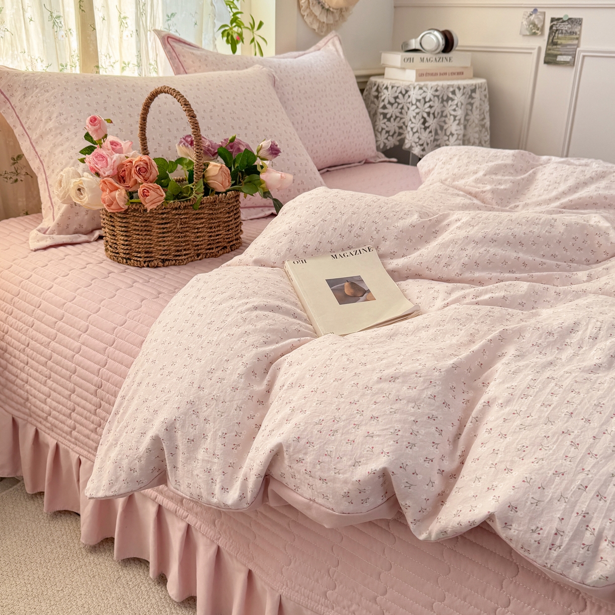 91家纺网 家纺一手货源 找家纺 富之航家纺 2026新款小清新床盖四件套 心愿