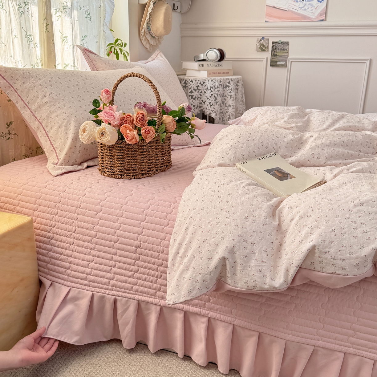 91家纺网 家纺一手货源 找家纺 富之航家纺 2026新款小清新床盖四件套 心愿