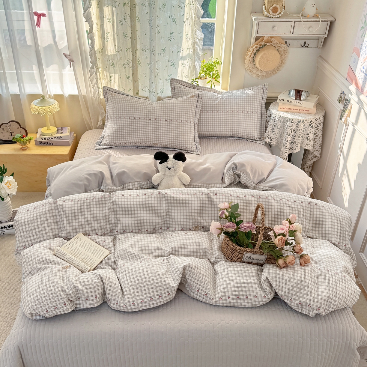 91家纺网 家纺一手货源 找家纺 富之航家纺 2026新款小清新床盖四件套 樱桃格格