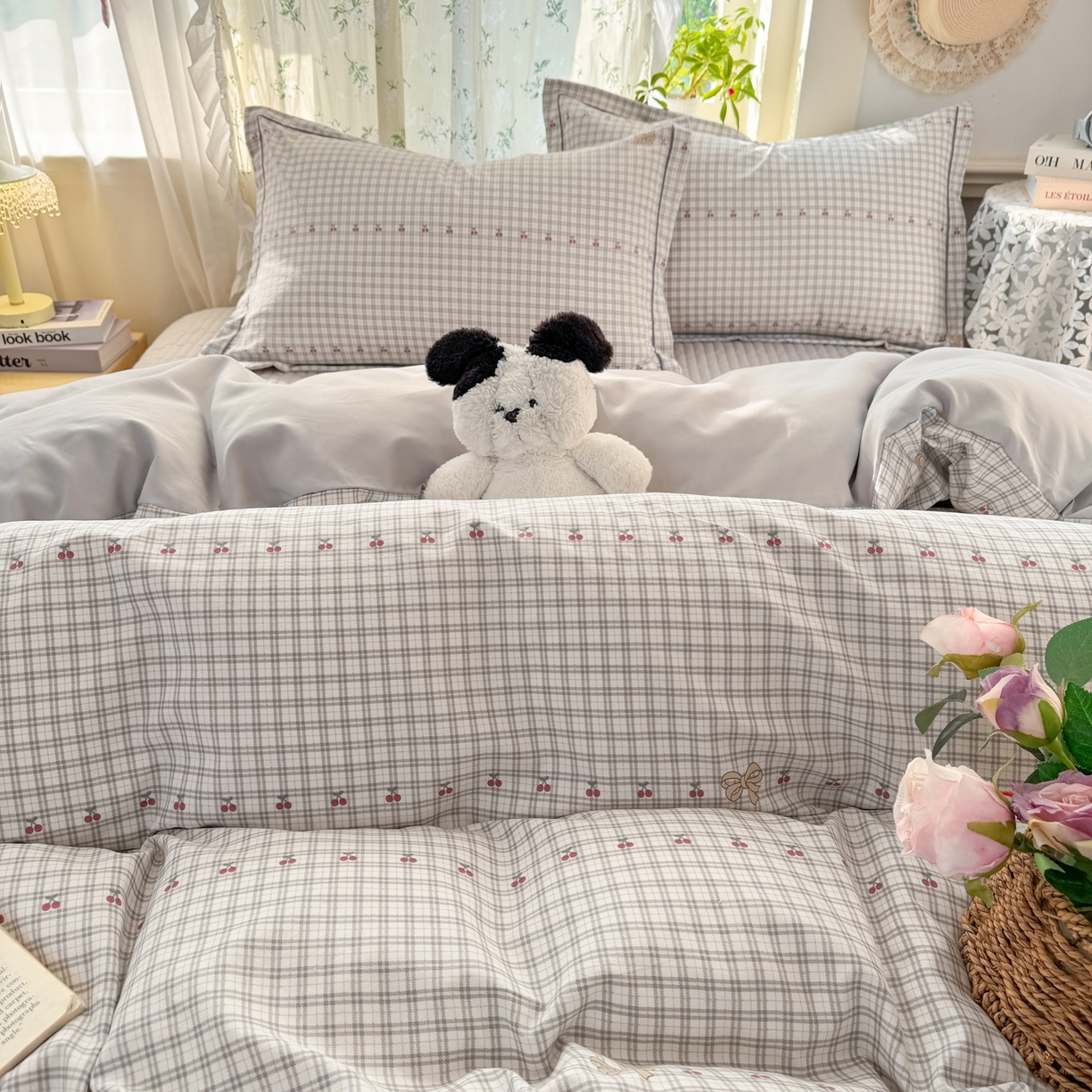 91家纺网 家纺一手货源 找家纺 富之航家纺 2026新款小清新床盖四件套 樱桃格格