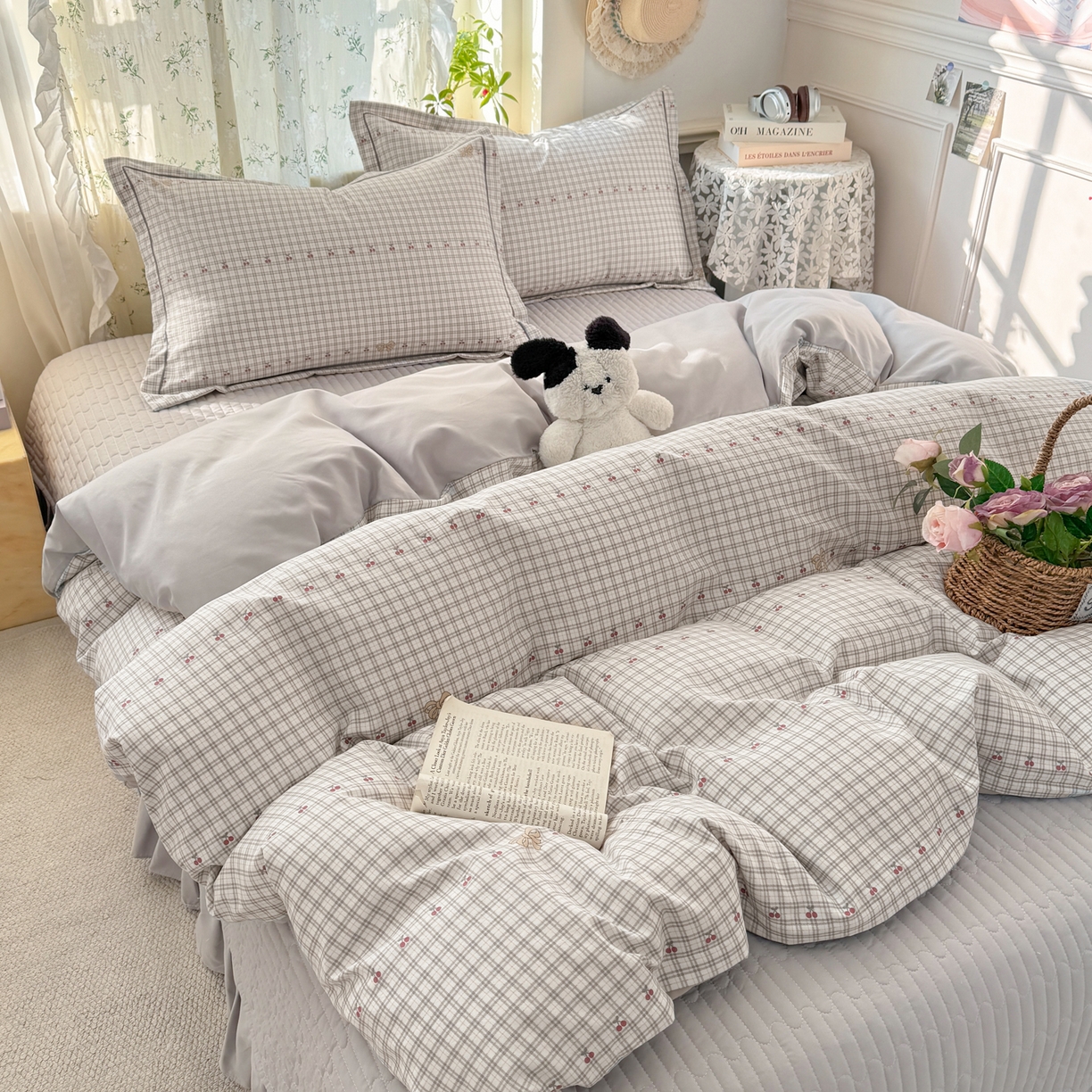 91家纺网 家纺一手货源 找家纺 富之航家纺 2026新款小清新床盖四件套 樱桃格格