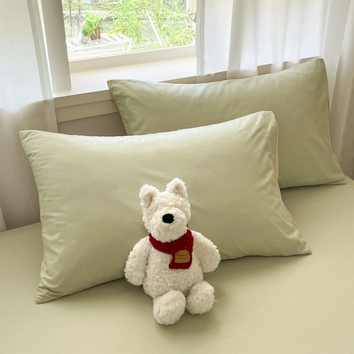 91家纺网 家纺一手货源 找家纺 （总）泽西家纺+V17798841158发大图 2026新款全棉13376双拼纯色简约纯棉枕套枕套单件单枕套