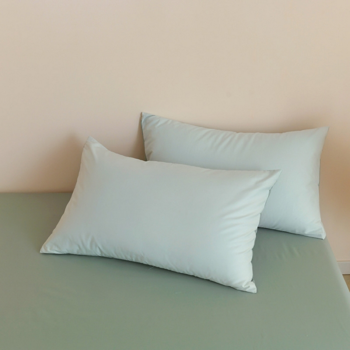 91家纺网 家纺一手货源 找家纺 泽西家纺+V17798841158发大图 2026新款全棉13376双拼纯色简约纯棉枕套枕套单件单枕套 浅绿+豆绿