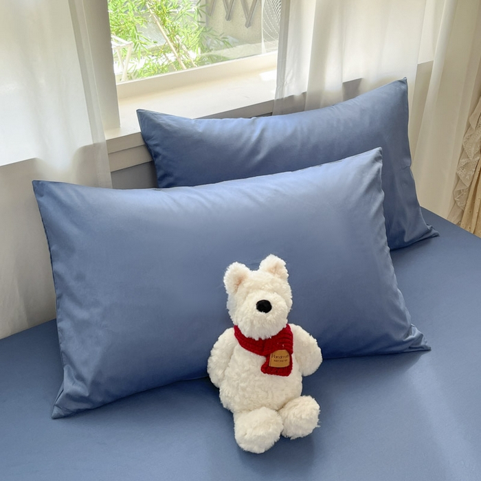 泽西家纺+V17798841158发大图 2026新款全棉13376双拼纯色简约纯棉枕套枕套单件单枕套 牛仔蓝