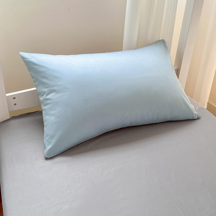 泽西家纺+V17798841158发大图 2026新款全棉13376双拼纯色简约纯棉枕套枕套单件单枕套 淡蓝+深灰