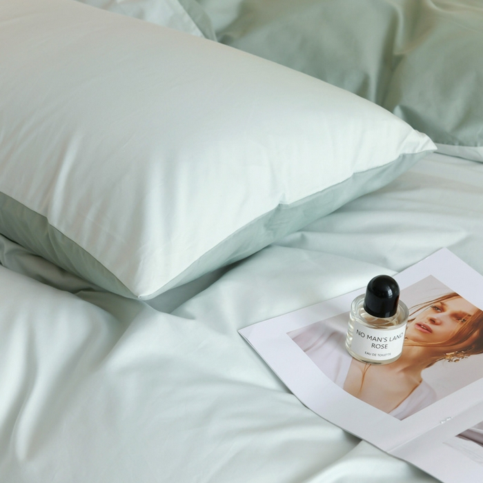 91家纺网 家纺一手货源 找家纺 泽西家纺+V17798841158发大图 2026新款全棉13376双拼纯色简约纯棉枕套枕套单件单枕套 浅绿+豆绿