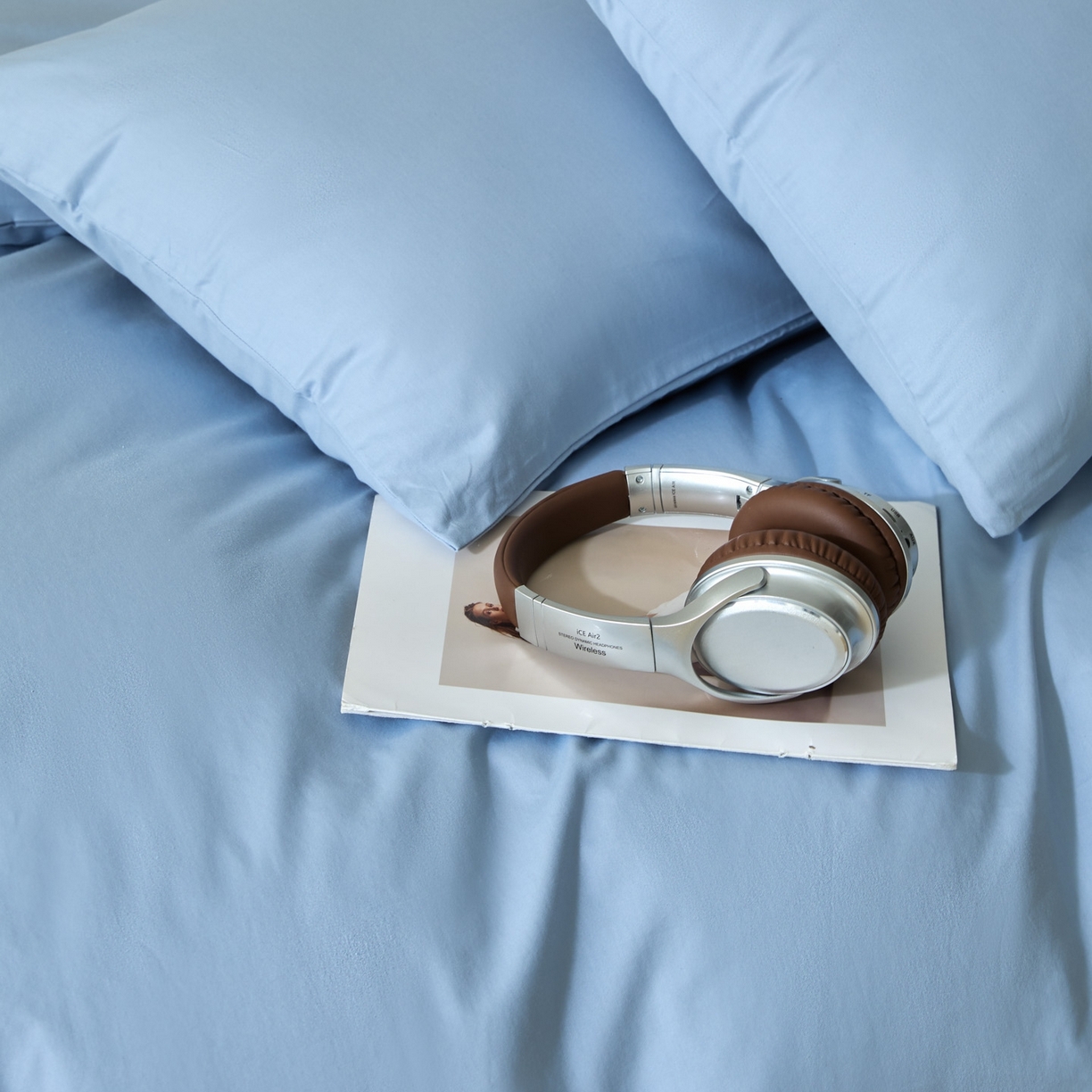 91家纺网 家纺一手货源 找家纺 泽西家纺+V17798841158发大图 2026新款全棉13376双拼纯色简约纯棉枕套枕套单件单枕套 雾蓝