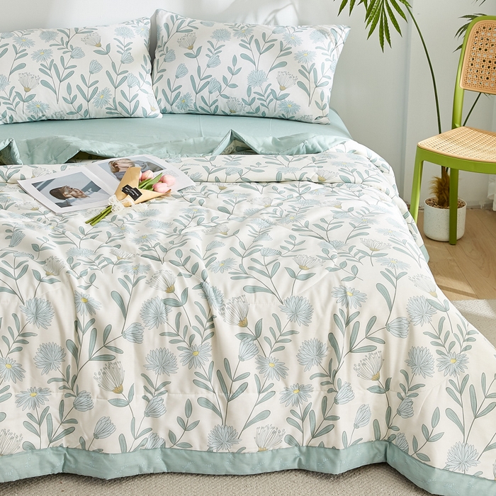 91家纺网 家纺一手货源 找家纺 （总）海洋家纺 2026新款100%里外全棉夏被印花空调被夏凉被薄被子棉花夏被四件套 风格二