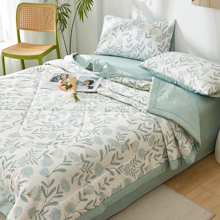 91家纺网 家纺一手货源 找家纺 （总）海洋家纺 2026新款100%里外全棉夏被印花空调被夏凉被薄被子棉花夏被四件套 风格二