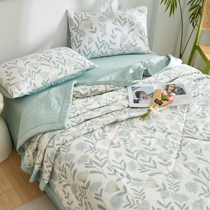 91家纺网 家纺一手货源 找家纺 （总）海洋家纺 2026新款100%里外全棉夏被印花空调被夏凉被薄被子棉花夏被四件套 风格二