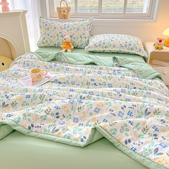 91家纺网 家纺一手货源 找家纺 2026新款A类新疆棉花夏凉被加宽包边水洗棉卡通印花吸湿透气棉花夏被空调被 凌香 花海