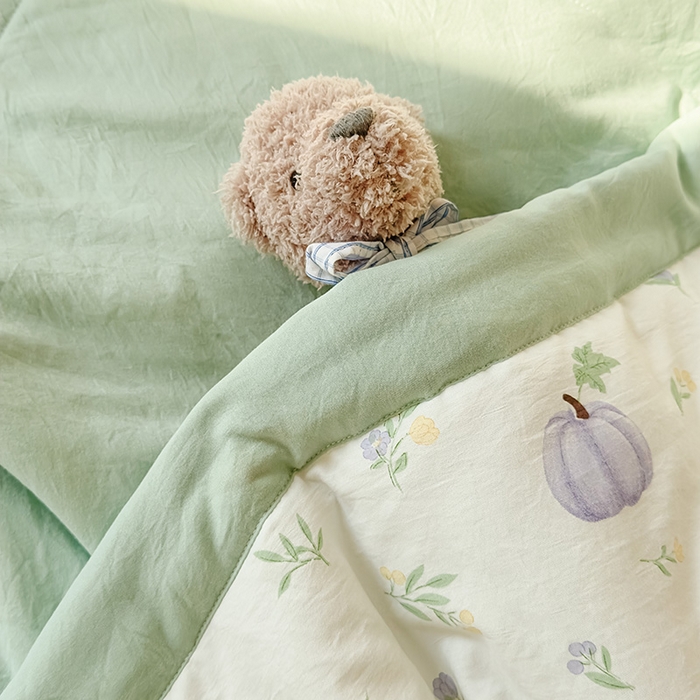 91家纺网 家纺一手货源 找家纺 2026新款A类新疆棉花夏凉被加宽包边水洗棉卡通印花吸湿透气棉花夏被空调被 凌香 南瓜