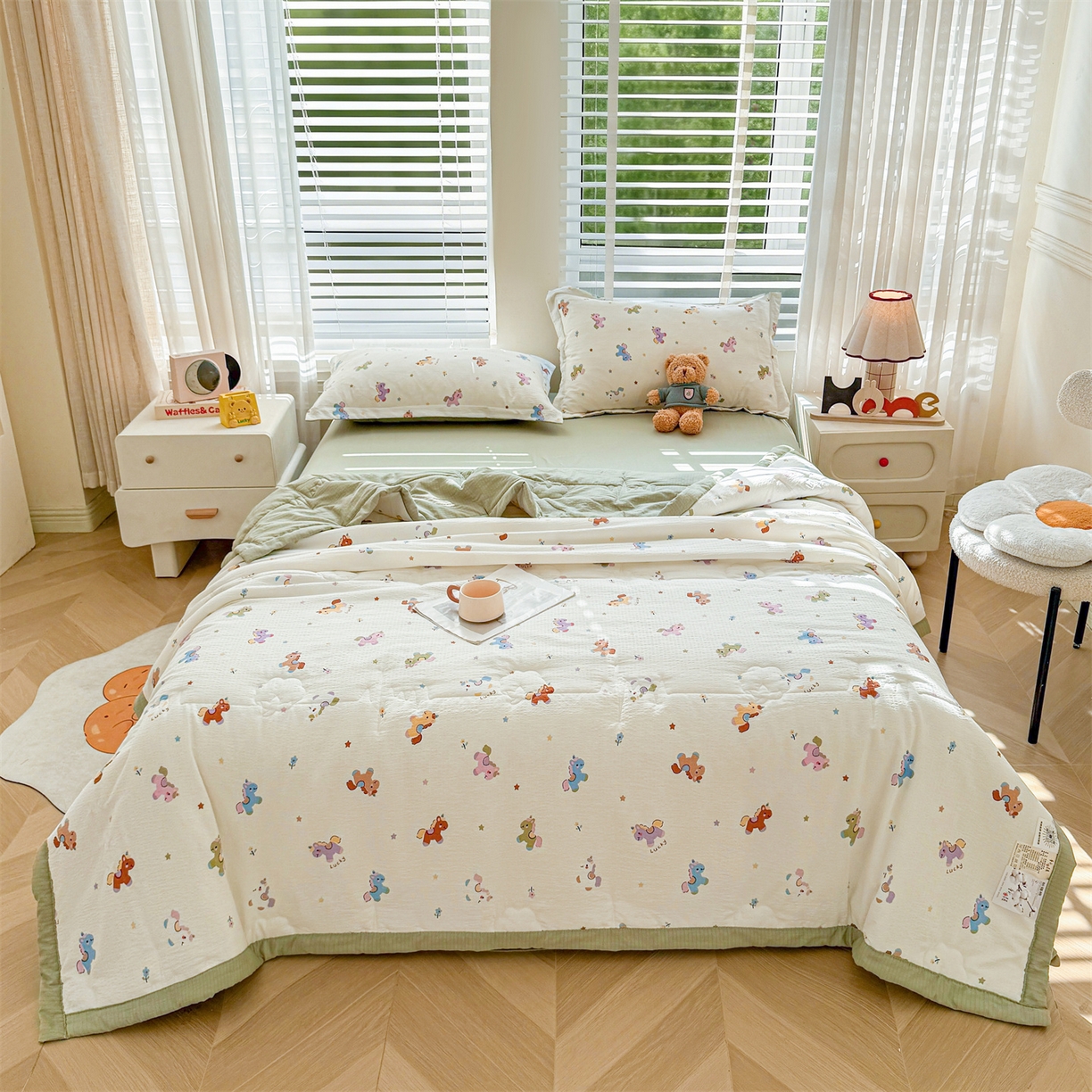 91家纺网 家纺一手货源 找家纺 （总）2026新款A类新疆棉花夏凉被加宽包边水洗棉卡通印花吸湿透气棉花夏被空调被