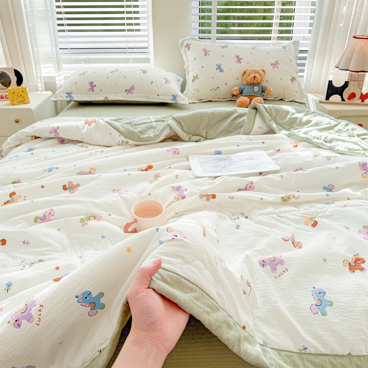 91家纺网 家纺一手货源 找家纺 （总）2026新款A类新疆棉花夏凉被加宽包边水洗棉卡通印花吸湿透气棉花夏被空调被