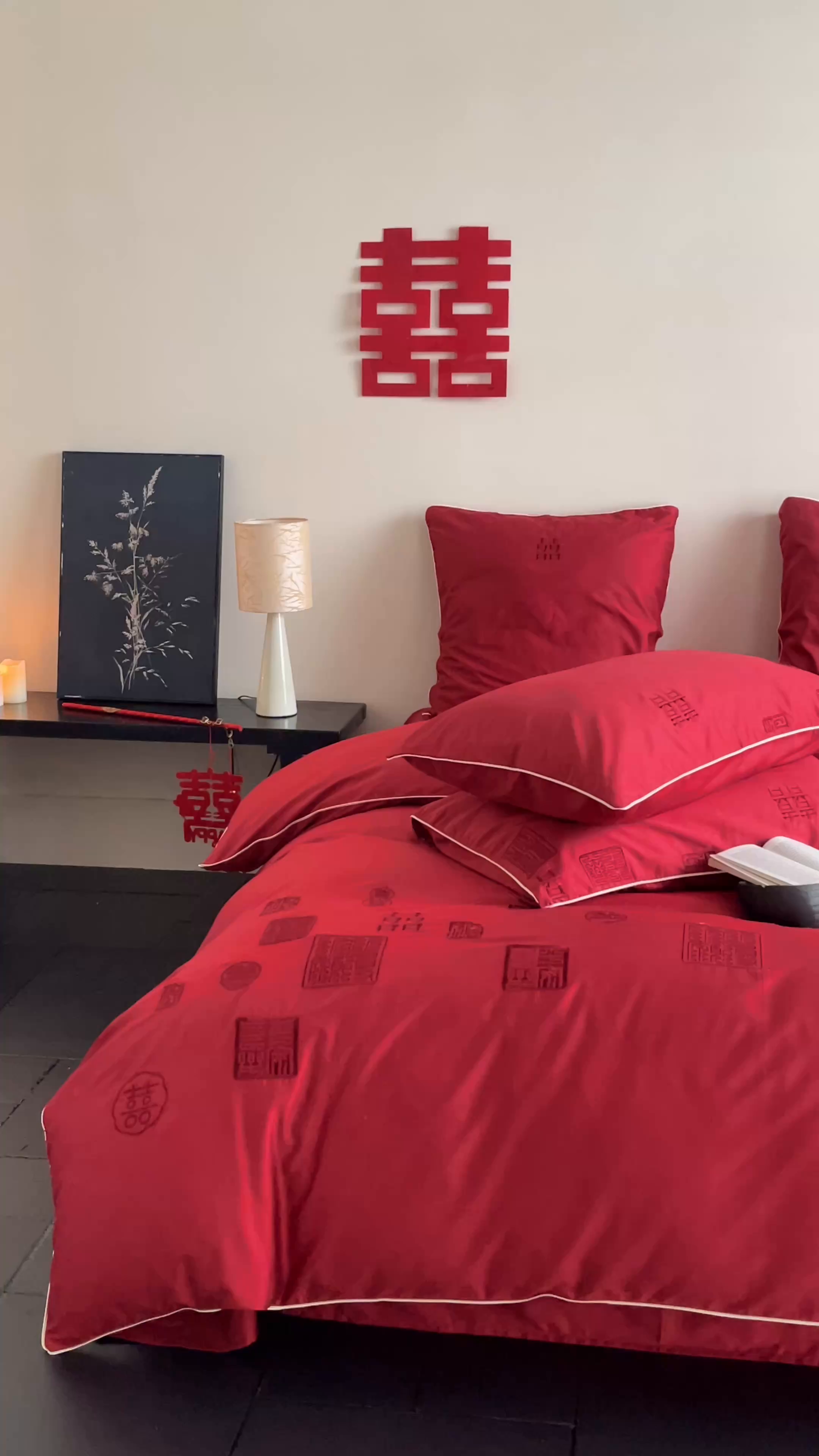 91家纺网 家纺一手货源 找家纺 （总）西西家居 2026新款100支长绒棉纯棉大红婚庆四件套-喜结良缘