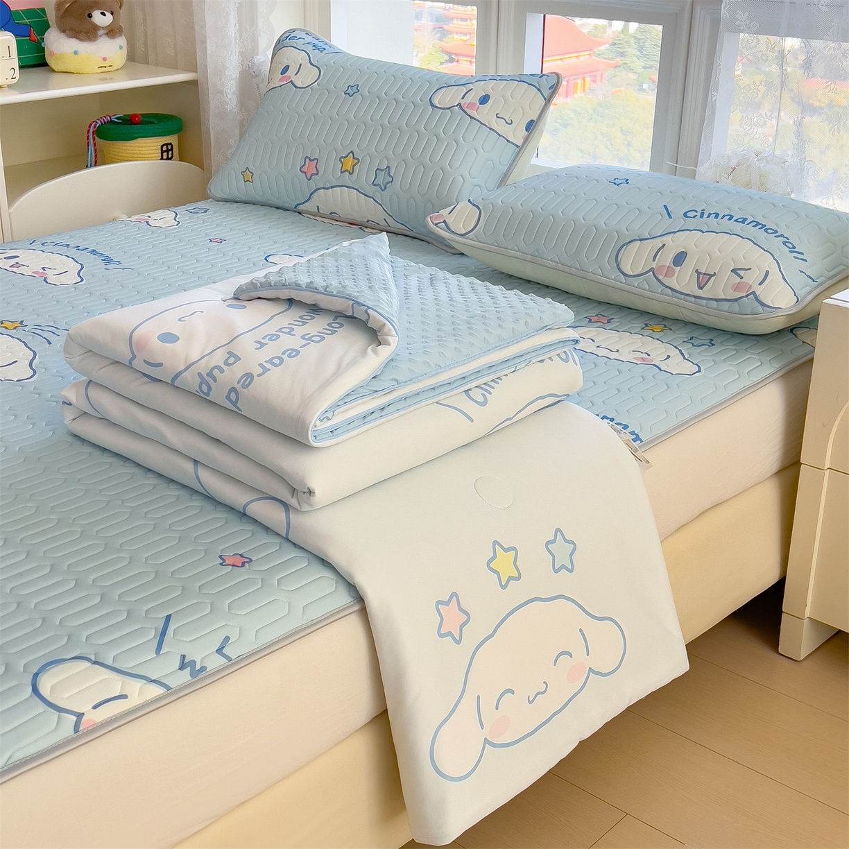 91家纺网 家纺一手货源 找家纺 兄弟坊 2026新款A类正版授权卡通针织棉凉感豆豆夏被 夏凉被 呆萌玉桂狗